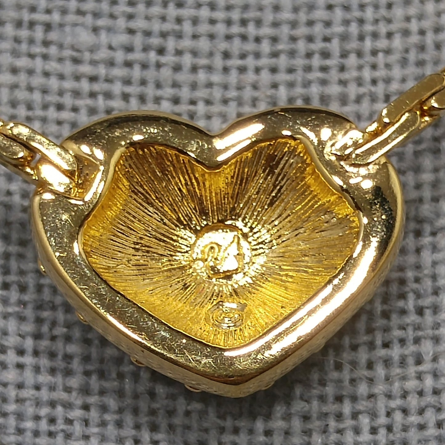 Swarovski Swan Logo Heart Necklace, Pavé Rhinestones, Gold Plated, 1990s Vintage