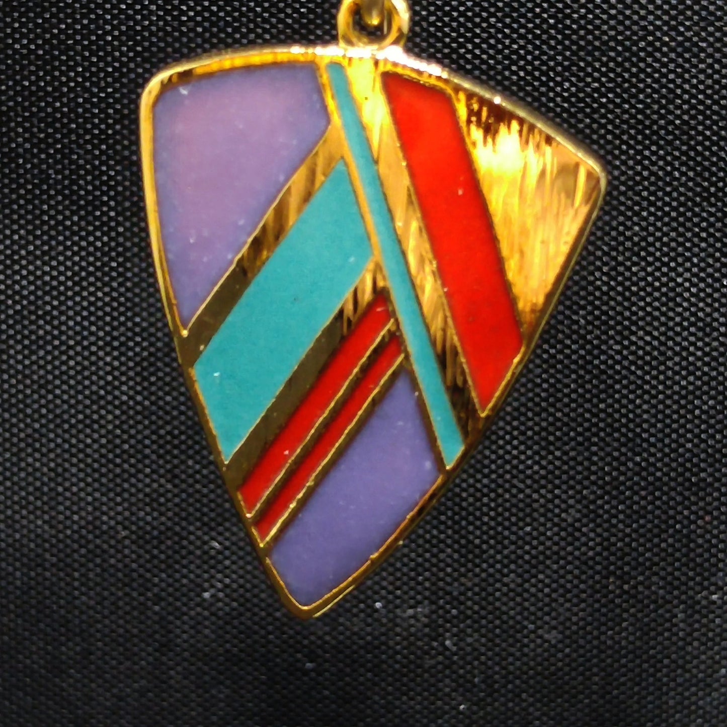 Vintage Laurel Burch Gold Plated Dangle Earrings, Enamel Teal Purple Red