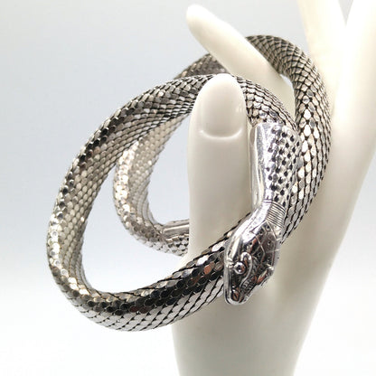 Whiting & Davis Snake Mesh Necklace Bracelet 1970s Egyptian Revival Book Piece