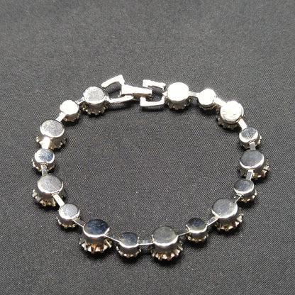 Vintage Weiss Wedding Bridal Bracelet, Clear Rhinestones, Rhodium Plate, 1950s