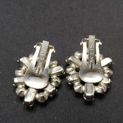 Vintage Weiss Earrings Bracelet & Necklace, Clear Rhinestones, Rhodium Plated