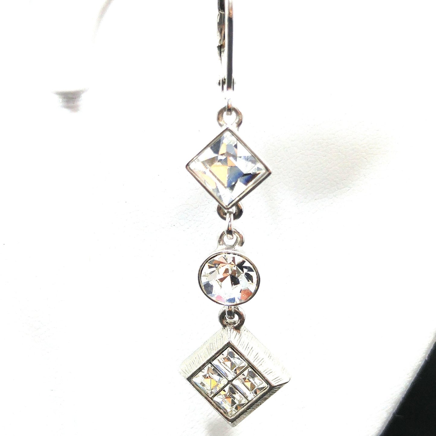 Givenchy 1990s Jewelry Set, Necklace & Earrings, Clear Rhinestones, Rhodium Plated