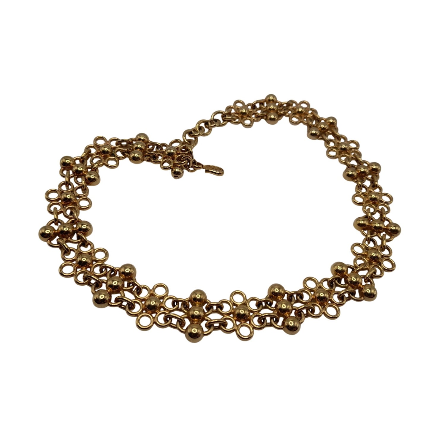 Vintage Monet Designer Matte Gold Plate Etruscan Style Choker Collar Necklace