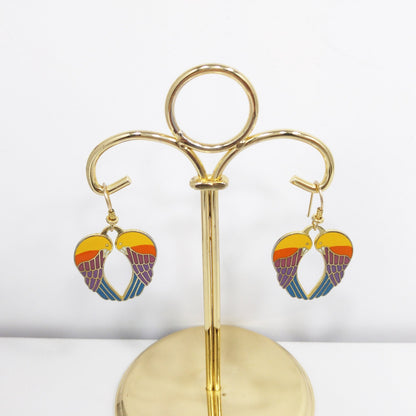 Vintage Laurel Burch "Song Sparrows" Earrings, Gold Plated, 1980s