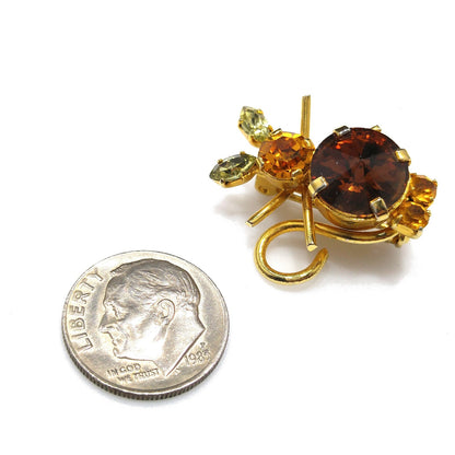 Vintage Austria Crystal Mouse Brooch – Figural Topaz & Citrine Rhinestones – 1 Inch