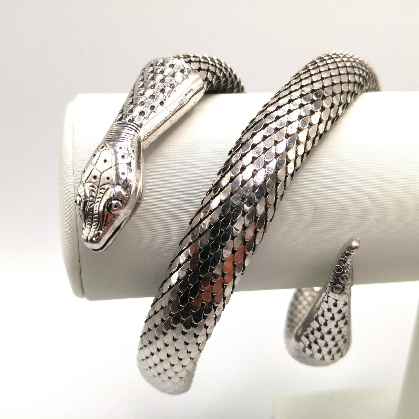 Whiting & Davis Snake Mesh Necklace Bracelet 1970s Egyptian Revival Book Piece