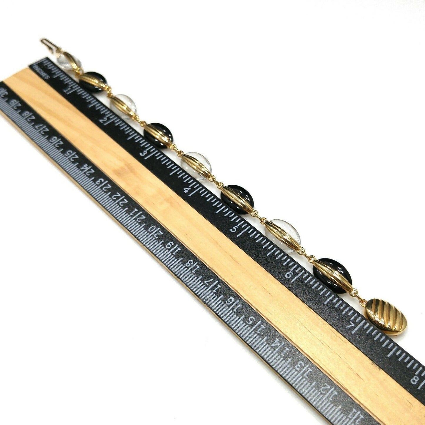 Swarovski Black & Clear Crystal Bracelet, Gold Plated, 1990s Vintage Jewelry