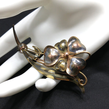 Carl-Art Large Flower Brooch, 12K Gold Filled over Silver, 1930s Vintage Jewelry