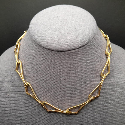 Vintage Monet Unique Link Choker Necklace, Gold Plated, 1960s Vintage Jewelry