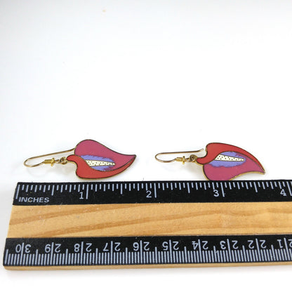 Vintage Laurel Burch "Calla Lily" Floral Drop Earrings, Gold Plated