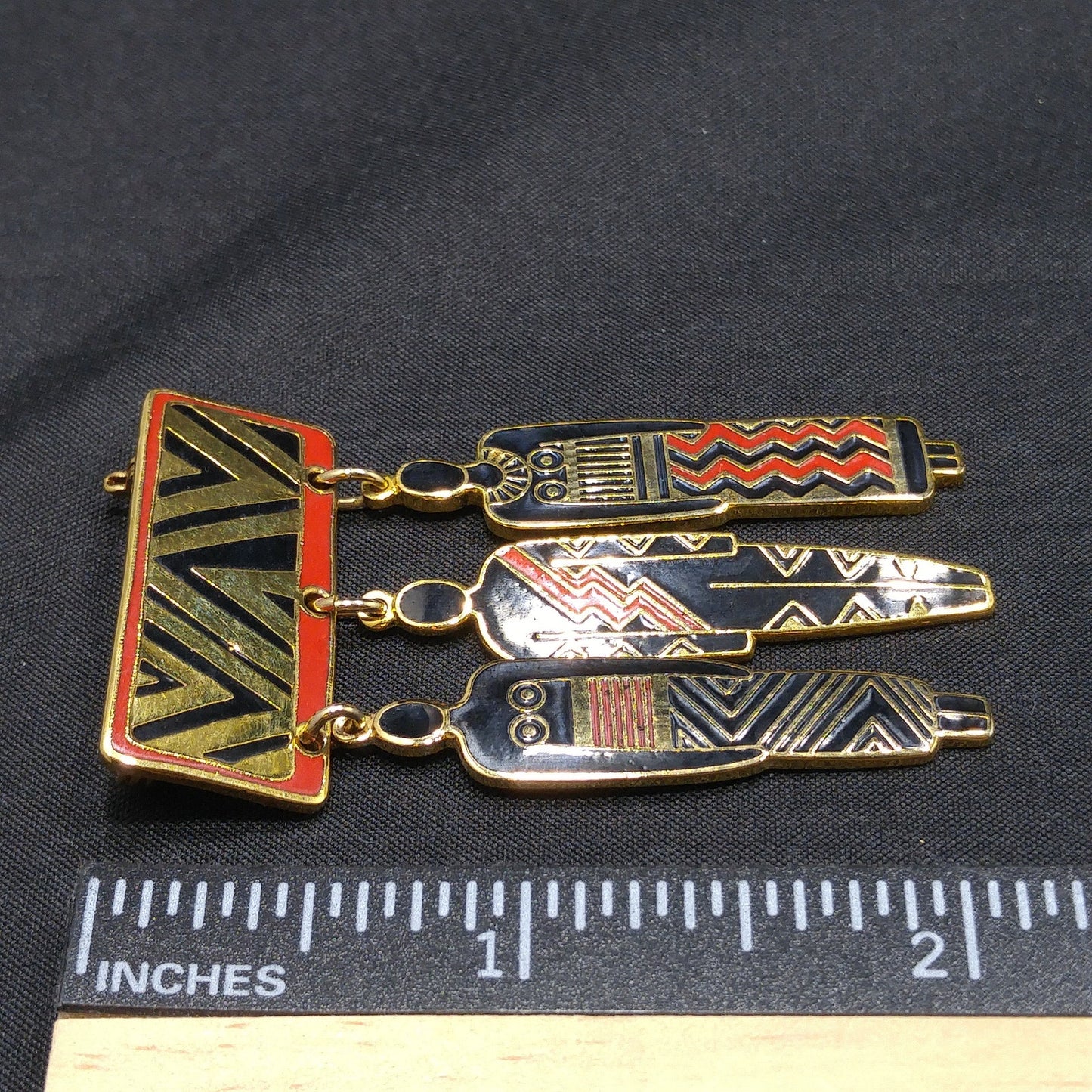Laurel Burch "Tribal Spirit" Brooch, Dangles "Man Woman Ancestor", 1980s Vintage Jewelry