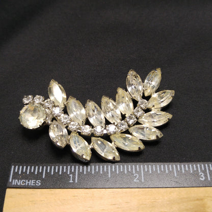 Weiss Clear Floral Spray Brooch, Wedding Jewelry, 1960s Vintage Jewelry