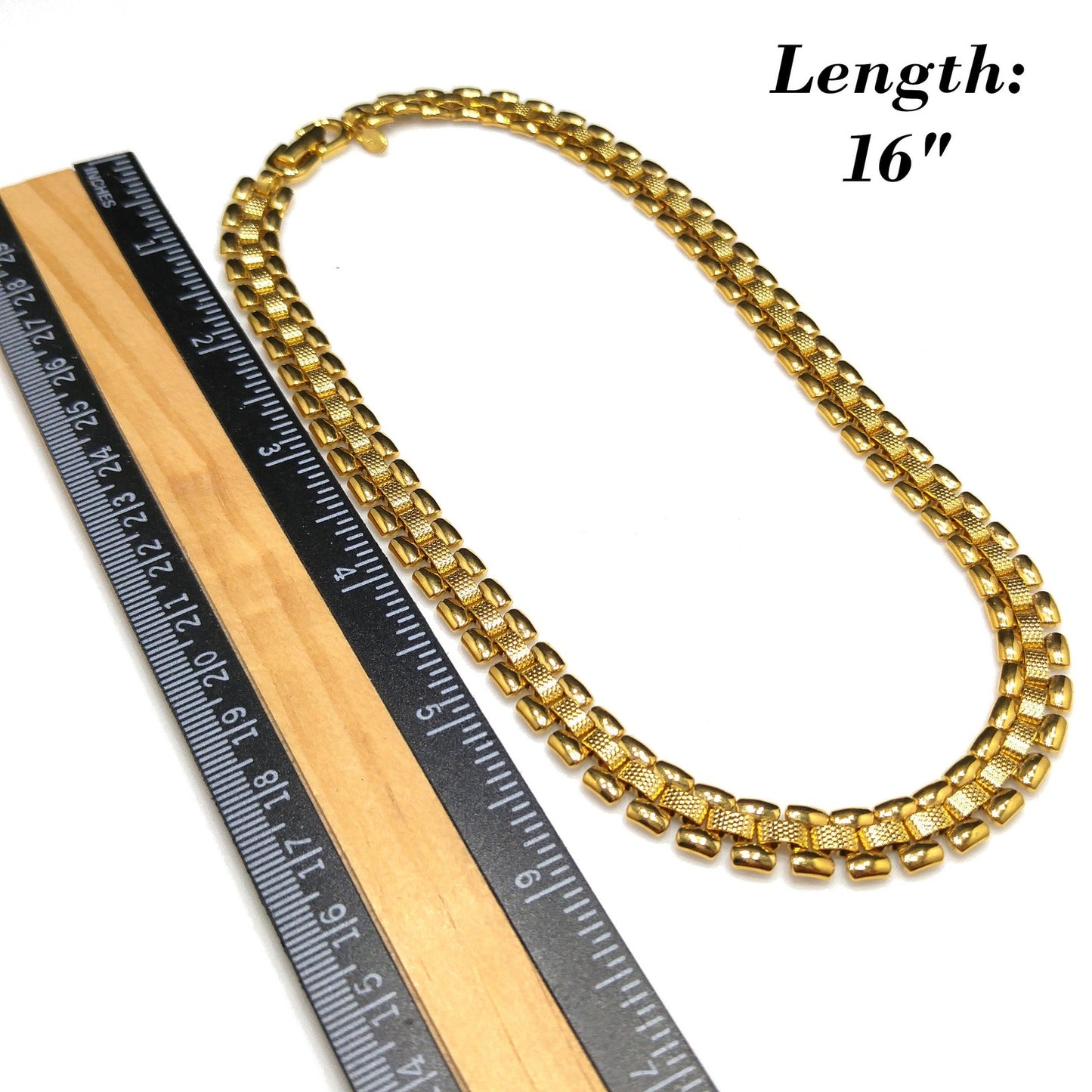 Vintage Monet Interlocking Chain Choker Necklace, Gold Plated, 1970s Vintage
