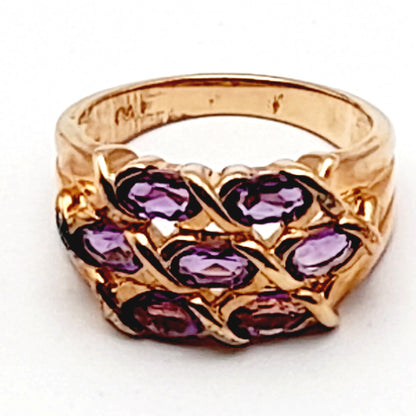 Vintage PAJ Amethyst Gemstones Size 7 1990s Ring