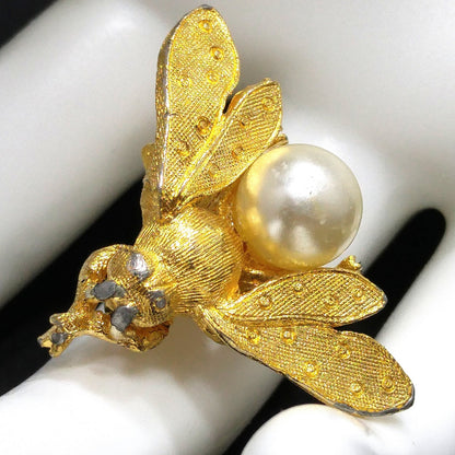 Vintage Hattie Carnegie Insect Brooch, Faux Pearl, 1960s Vintage Jewelry