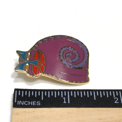 Laurel Burch "Mythical Cat" Brooch & Pendant, Cloisonné Enamel, Gold Plated, 1980s Vintage Jewelry