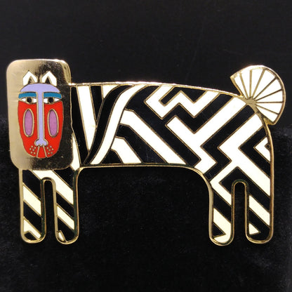 Laurel Burch "Zzzebra" Brooch, Gold Plated, 1980s Vintage Jewelry