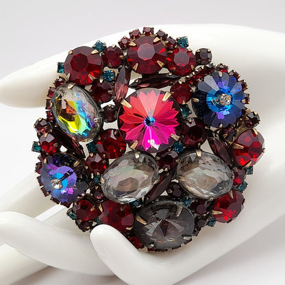 Vintage Red Rhinestone Margarita Brooch - Statement Piece