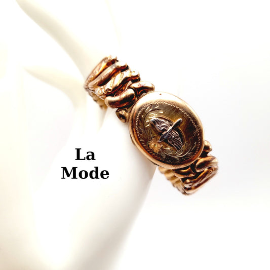 Vintage La Mode Locket Expansion Bracelet, 12K Gold-Filled Sweetheart Jewelry