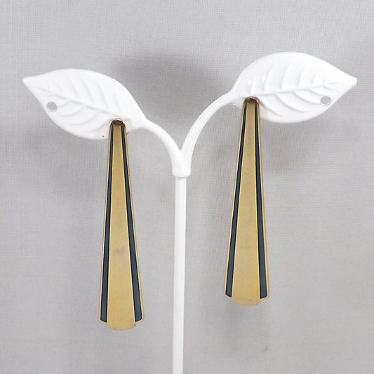 Laurel Burch Blue Enamel Long Post Earrings, Gold Plated, 1980s Vintage Jewelry