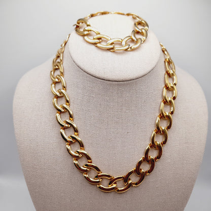 Vintage MONET Gold Plated Chain Necklace & Bracelet Set – Bold Links