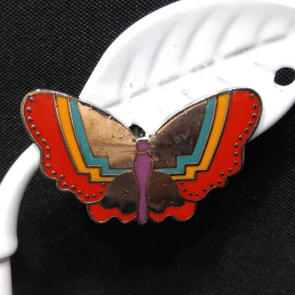 Laurel Burch "Papillon" Post Earrings, Butterfly Cloisonné Enamel, 1980s Vintage