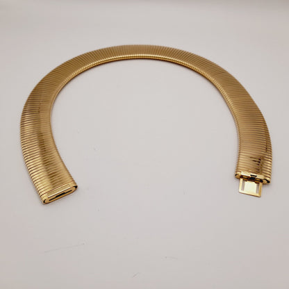 Kenneth Lane Gold Plated Wide Ribbed Choker Necklace