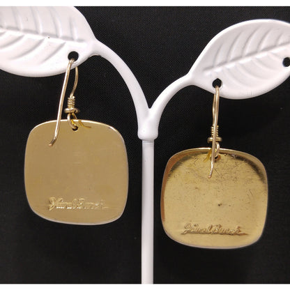 Vintage Laurel Burch Nile Lily Earrings, Gold Plated