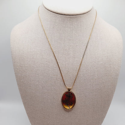 Vintage Reed & Barton Damascene July Larkspur Pendant Necklace Floral Birth Flower
