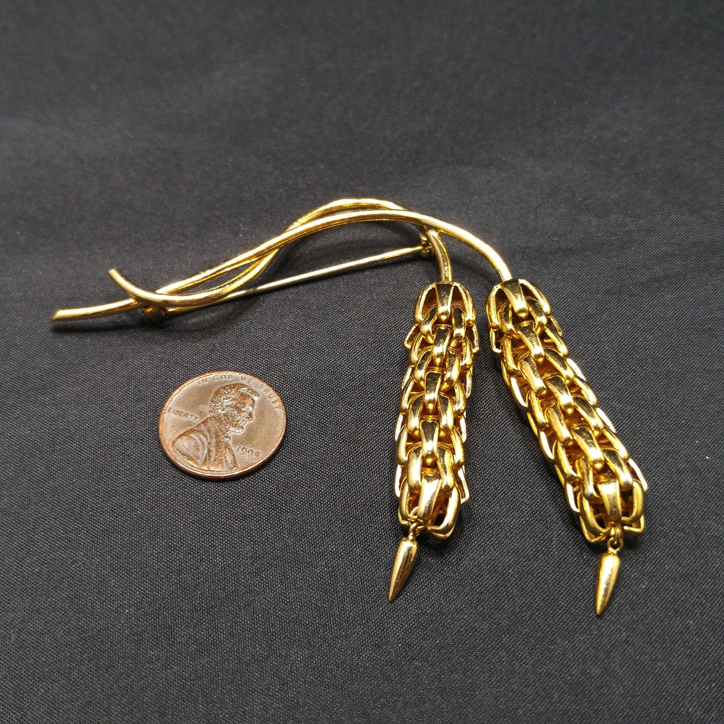 Napier "Wheat Chain" Brooch, Eugene Bertolli Designer, Book Piece, 1950s Vintage Jewelry