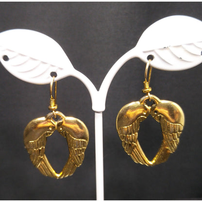 Vintage Laurel Burch Song Sparrows Earrings, Gold Plated