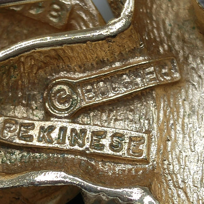 Eisenberg Pekinese Dog Brooch, Gold Plated, 1950s Vintage Jewelry