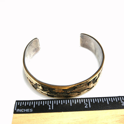Floyd & Lloyd Becenti Navajo Cuff Bracelet, Gold Filled Sterling, 1990s Vintage Jewelry