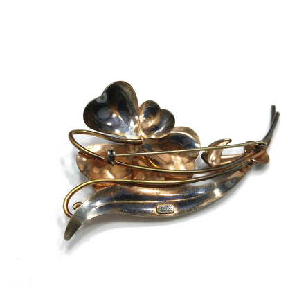 Carl-Art Large Flower Brooch, 12K Gold Filled over Silver, 1930s Vintage Jewelry