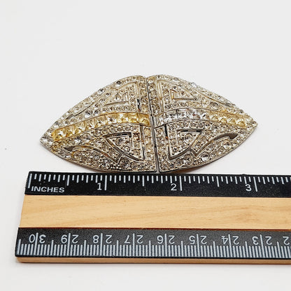 Coro Duette Rhinestone Brooch, Art Deco Dress Clips, Patent 1798867