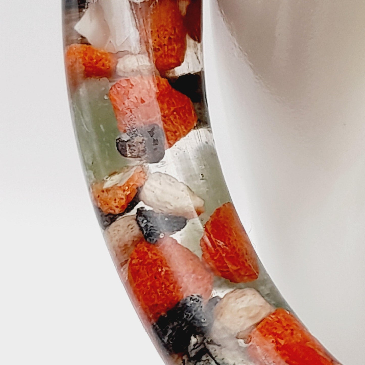 Vintage Transparent Resin Bangle Bracelet Filled With Rock Chips