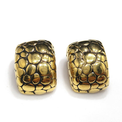 Givenchy Snake Skin Design Clip Earrings, Gold Plated, 1980s Vintage Jewelry