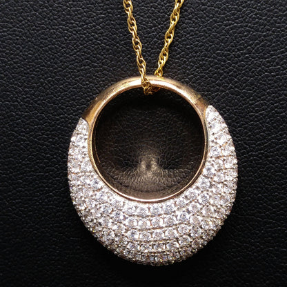 Sterling 18K Gold Wash Pendant Necklace, Clear Rhinestones, 1990s Vintage Jewelry