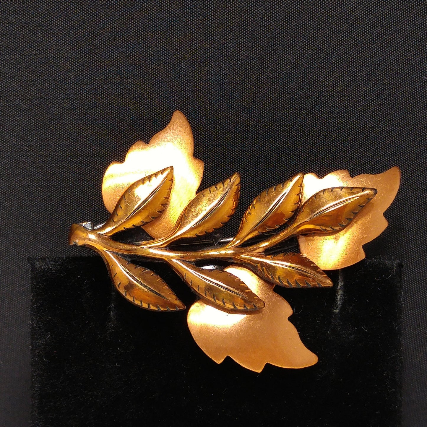 Renoir "Multi Leaves" Gilded Copper Brooch, 1960s Vintage Jewelry