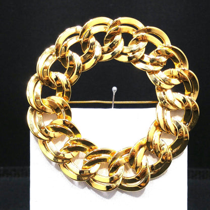 Monet Chunky Necklace Bracelet Brooch Earrings Set, Gold Plated, 1980s Vintage Jewelry
