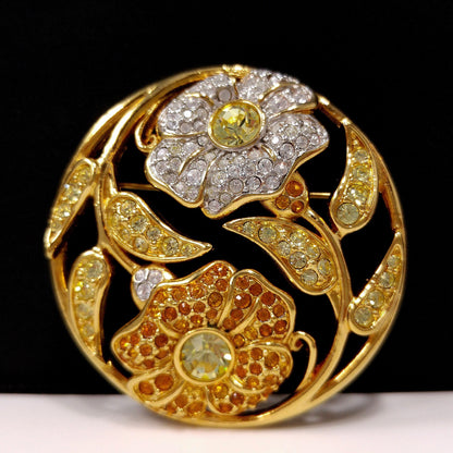 Swarovski Rhinestone Harmony Brooch, "Garden of Tranquility", Gold Plated, 2001 Vintage Jewelry