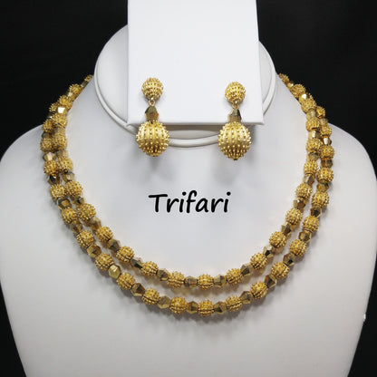Crown Trifari Brutalist Necklace & Earrings, Electra Trifanium, 1960s Vintage Jewelry