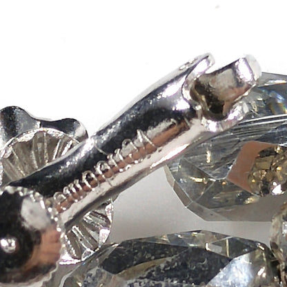 Vendome Silver Crystal Beaded Clip Earrings, Dangle Drop 2", 1960s Vintage Jewelry
