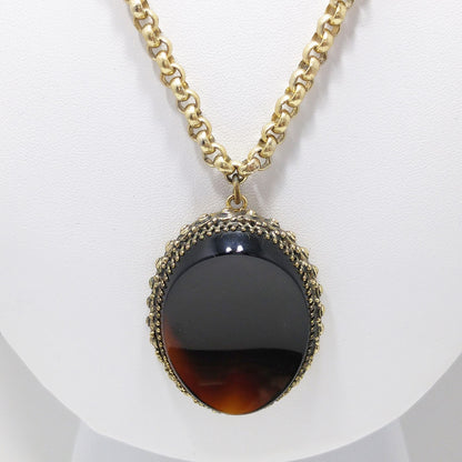 Whiting & Davis Brown Curved Pendant Necklace, 1960s Vintage Jewelry