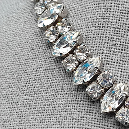Vintage Weiss Choker Clear Rhinestone Necklace, Rhodium Plated, 1950s