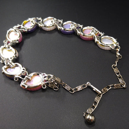 Vintage Lisner Leaves Necklace, Lavender Pink White Lucite, 1950s