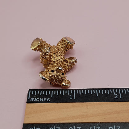 Vintage Boucher Teddy Bear Brooch, Gold Plated, Signed Number 8091P, 1960s
