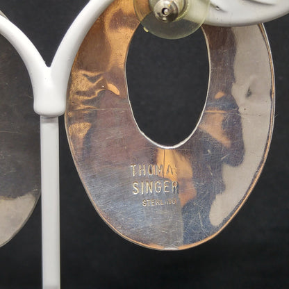 Thomas Singer Sterling Earrings, Navajo Post Silver, 1980's Vintage Jewelry