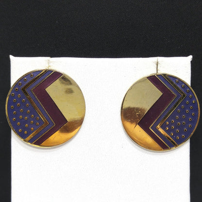 Vintage Laurel Burch Cloisonne Enamel Post Earrings, Gold Plated