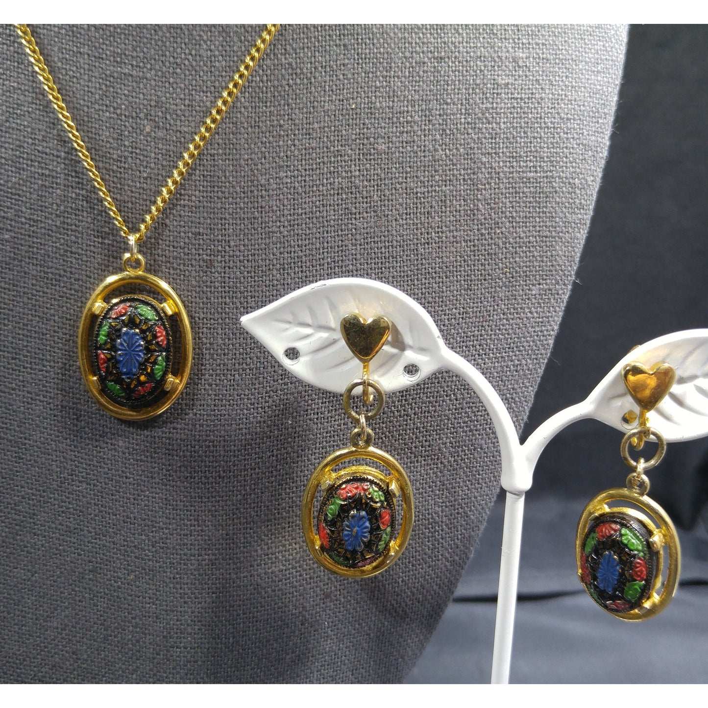 Sarah Coventry Light of the East Jewelry Set, Necklace Earrings Ring, 1970s